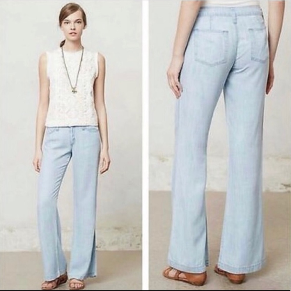 Anthropologie Cloth & Stone Chambray Wide Leg Pant